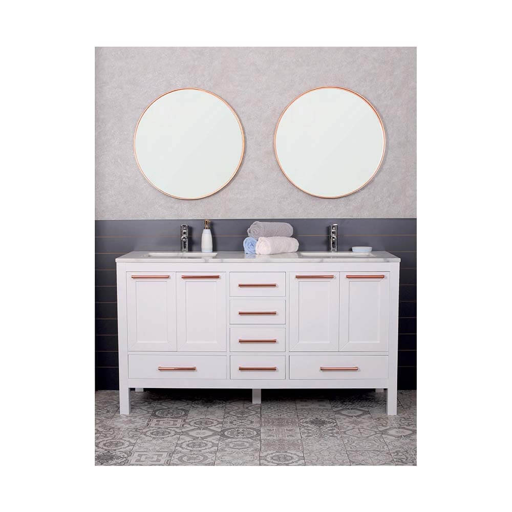 Ashley 60" White Bathroom Vanity