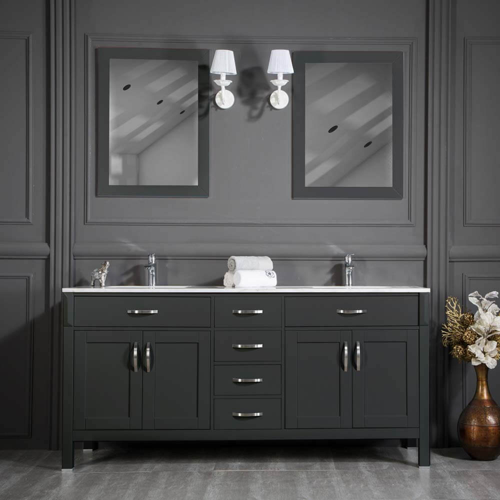 Fawio 72" Anthracite Double Sink Bathroom Cabinet
