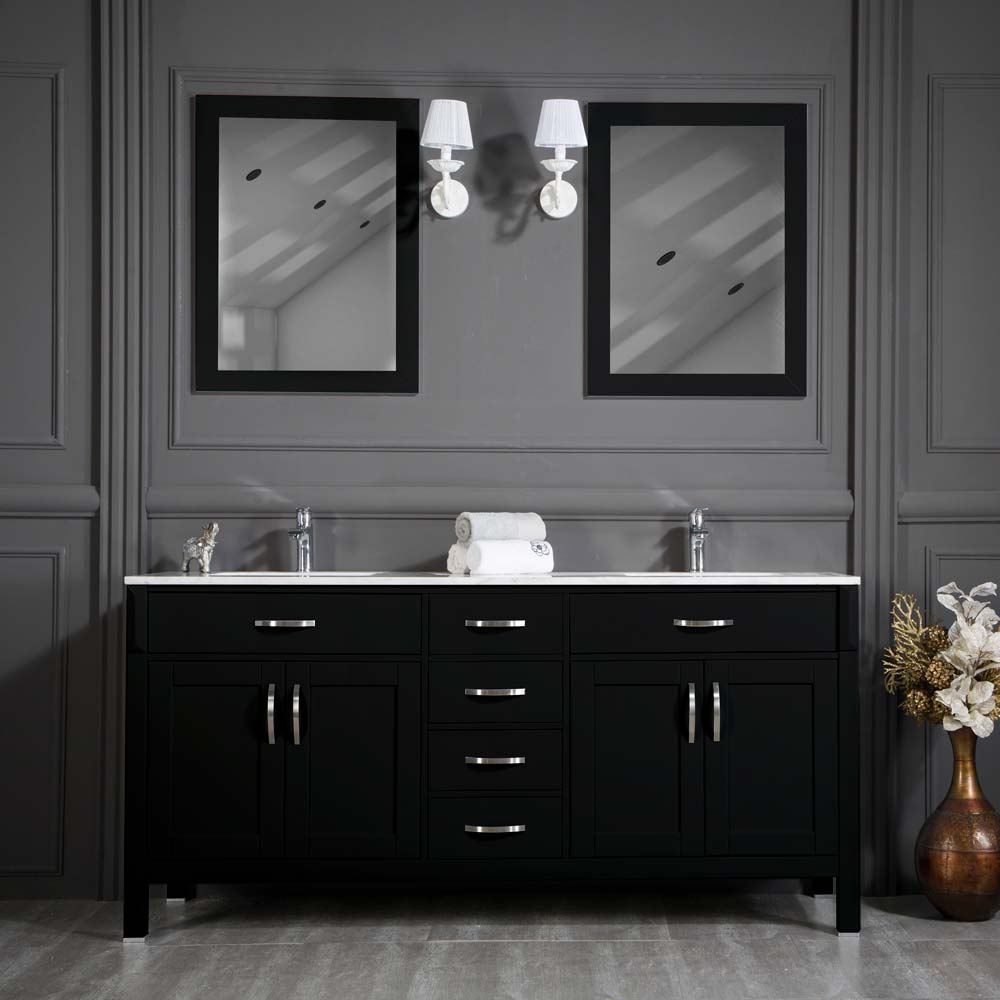 Fawio 72" Black Double Sink Bathroom Cabinet