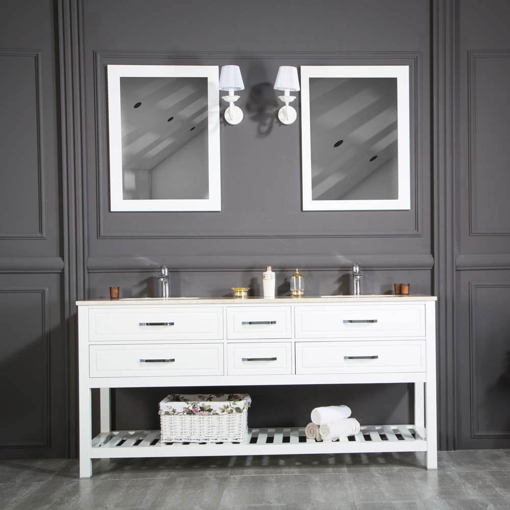Fawio 72" White Double Sink Bathroom Cabinet