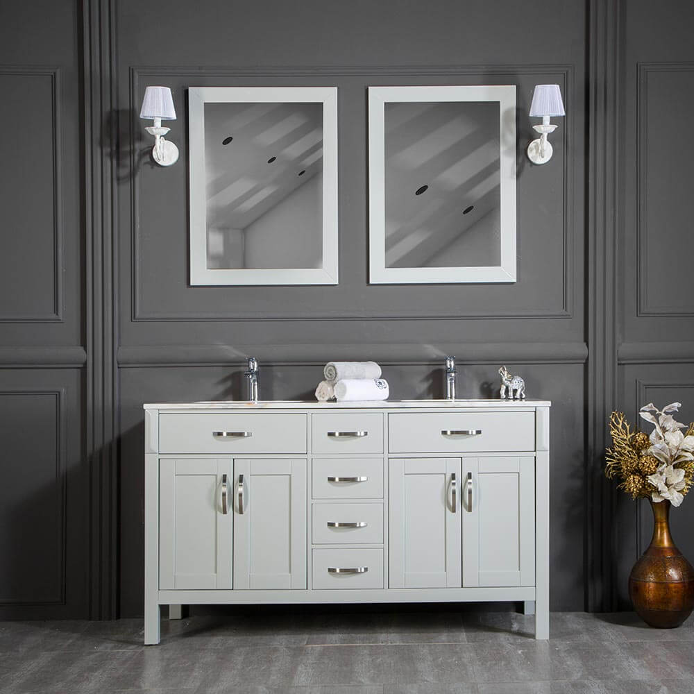 Fawna 56" Light Gray Bathroom Cabinet