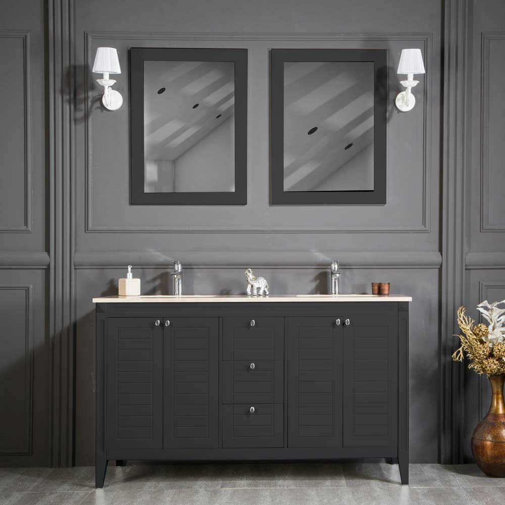 Heaven 60" Anthracite Double Sink Bathroom Cabinet