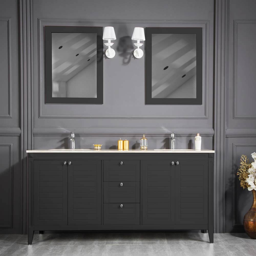 Heaven 72" Anthracite Double Sink Bathroom Cabinet