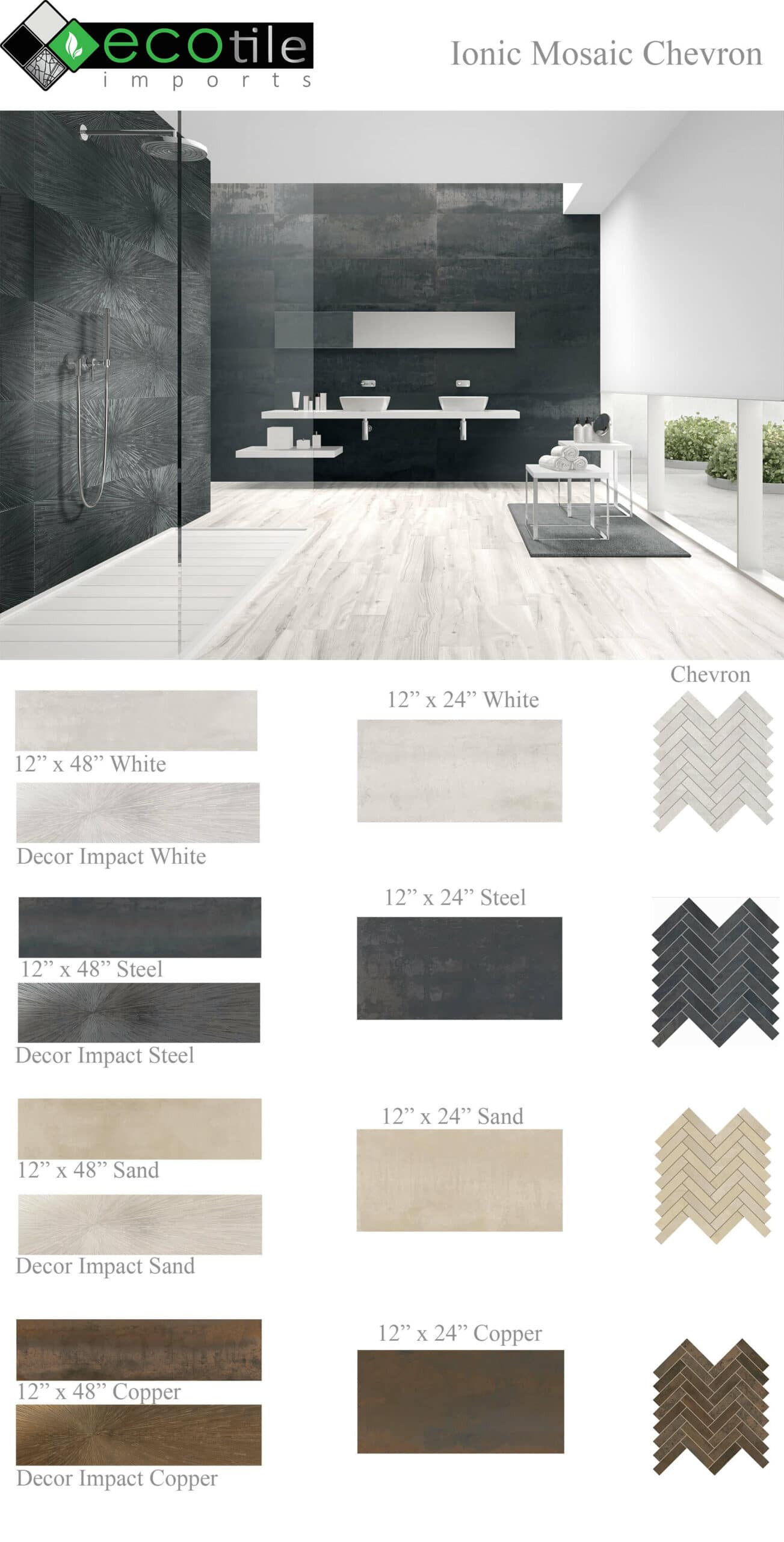 Ionic 12x48, 12x24 Wall & Floor Decorative Modern