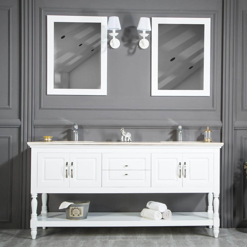 Los Angeles 72" White Double Sink Bathroom Cabinet