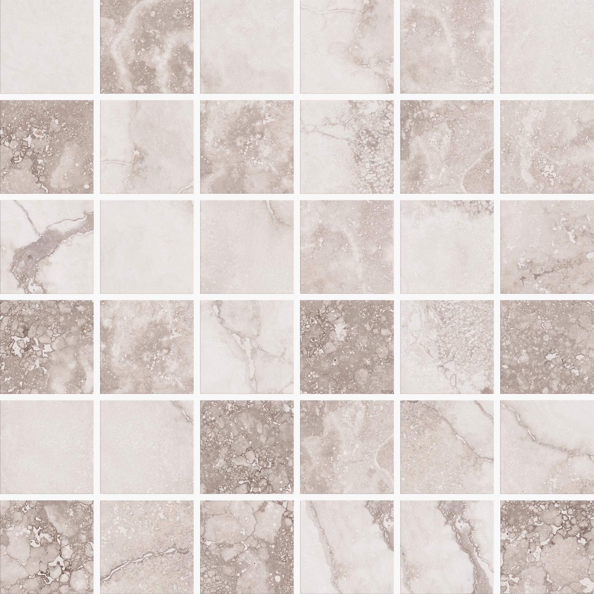 Termae 2x2 Mosaic, White, Grey, Beige