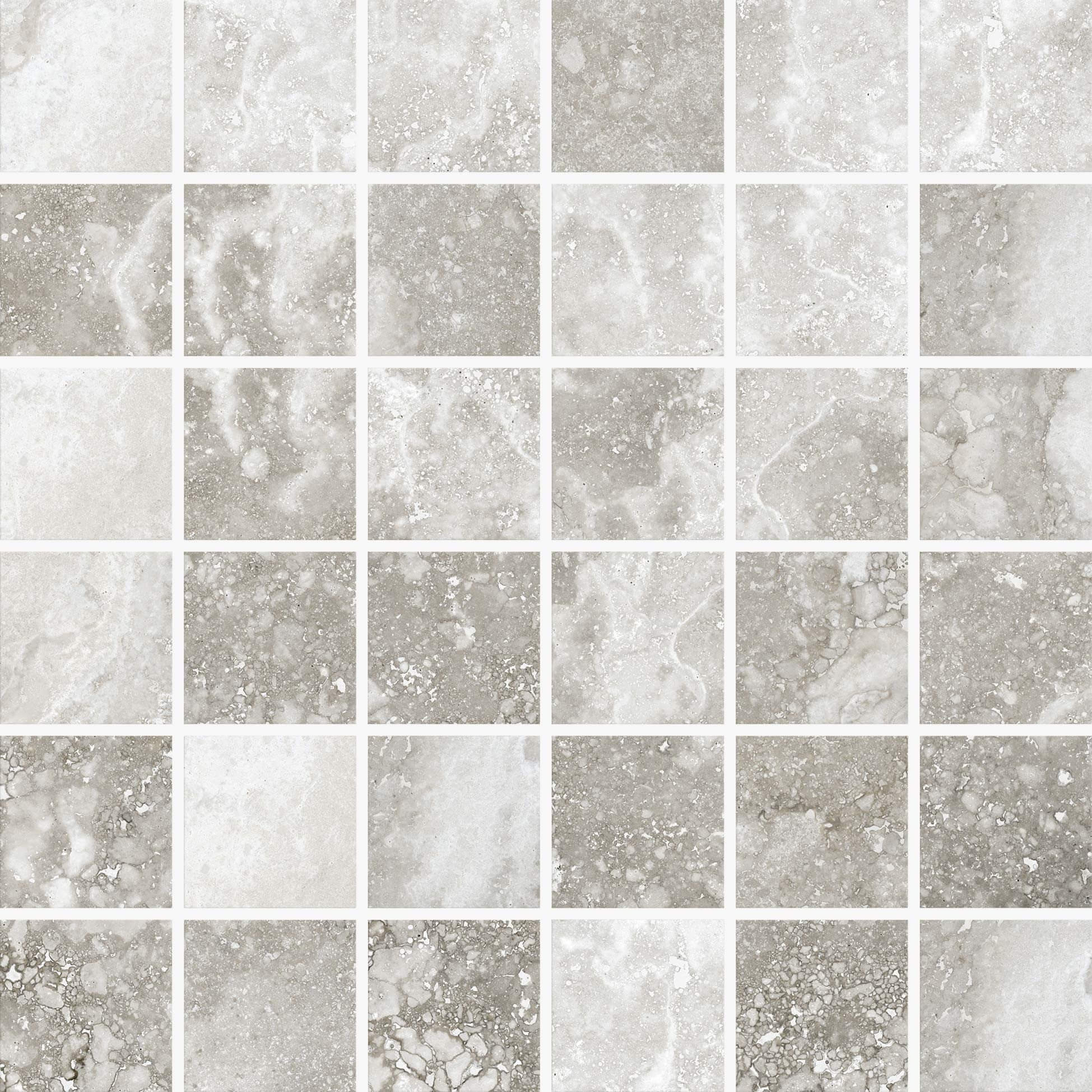 Termae 2x2 Mosaic, White, Grey, Beige